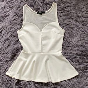 Forever 21 white mesh mix top
